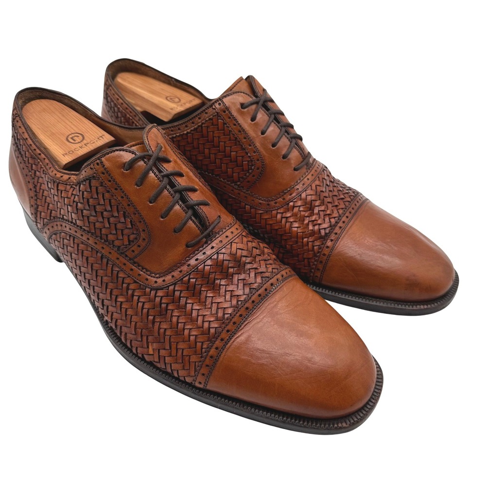 Magnanni Mens Woven Basket Weave Leather Cap Toe Oxford Shoes Brown 11133 11.5 M